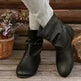 Fashion Round-toed Flat Boots Versatile Simple Slip-on Western Cowboy Boot Casual Short Shoes For Women - EX-STOCK CANADA