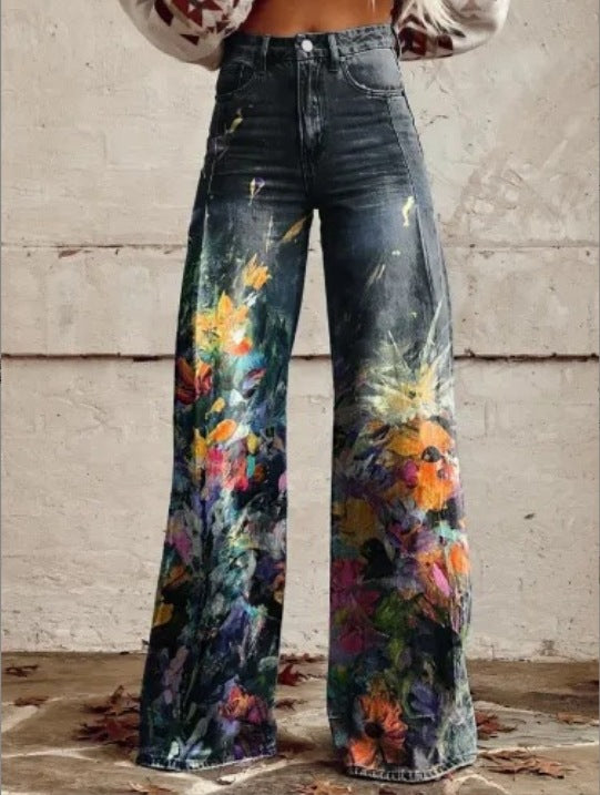 European And American Plus Size Women's Denim Casual Pants 