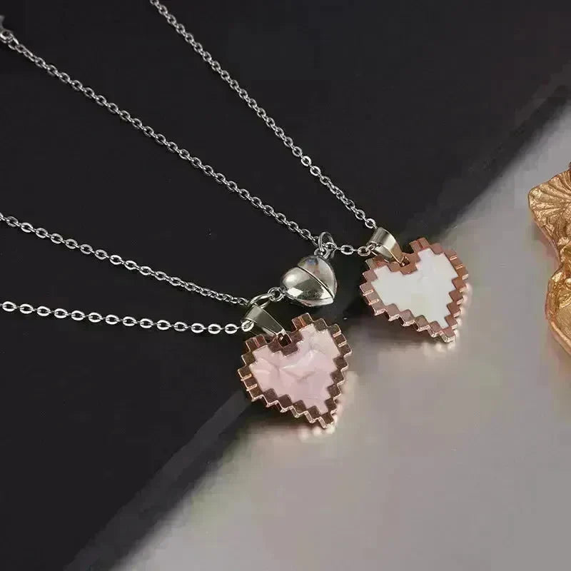 Magnetic Heart-shaped Mosaic Necklace Fashion Personality Couple Love Necklace For Valentine's Day - EX-STOCK CANADA
