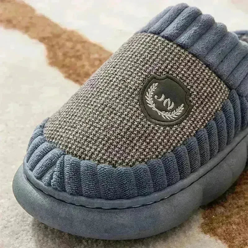Plus Size Colorblock Plush Slippers For Women Men Winter Warm Home Slipper Indoor Thick-soled Fleece Shoes Couple - EX-STOCK CANADA