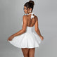 Elegant Ladies Deep V-neck flared Halter Neck Mini dress for Party Club Date - EX-STOCK CANADA