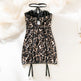 Strapless Corset Mini dress Leopard Lace mesh A-line Tube short dress for club and party - EX-STOCK CANADA