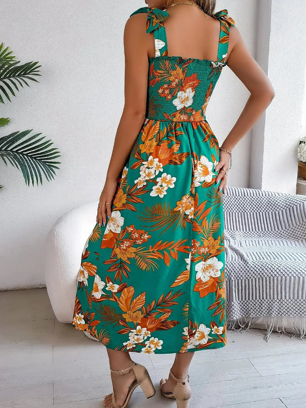 Flowers Print Suspender Corset Dress Ins Fashion Holiday Beach Long Dresses Summer Clothing For Women - EX-STOCK CANADA