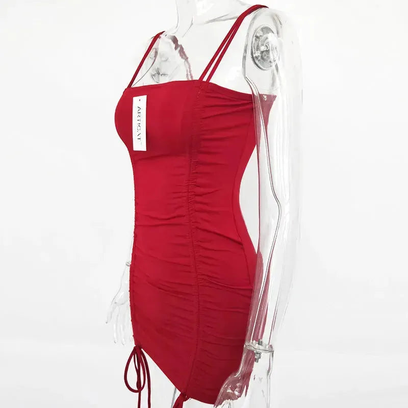 Articat Spaghetti Strap مثير امرأة عاجزة للنساء الصيف اللباس اللباس bodycon ضمادة ضمادة الفساتين Vestidos Club Mini Dress