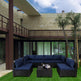 7 Pieces Outdoor Rattan Patio Sectional Set, Black Wicker Furniture Conversation Sets With Washable Cushions & Glass Coffee Table For Garden, Poolside, Backyard EX-STOCK Canada 