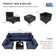7 Pieces Outdoor Rattan Patio Sectional Set, Black Wicker Furniture Conversation Sets With Washable Cushions & Glass Coffee Table For Garden, Poolside, Backyard EX-STOCK Canada 
