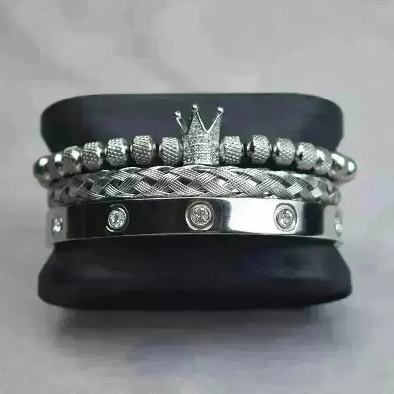 Crown Twist Woven Mesh With Diamond Digital Bracelet Set - EX-STOCK CANADA
