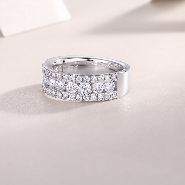 Moissanite Ring – Platinum-Plated 925 Silver | Sizes 5–9 | GRA Certified