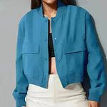 Oversized Fashion Button down Cropped Jacket outwear top for women
