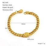 Números de brazalete de cadena de enlace cubano de acero inoxidable de moda