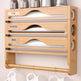 Bamboo Plastic Wrap Cutter With Paper Towel Holder Kitchen Wall-mounted Tinfoil Cutter With Three-grid Cutter And Paper Towel Storage Rack EX-STOCK