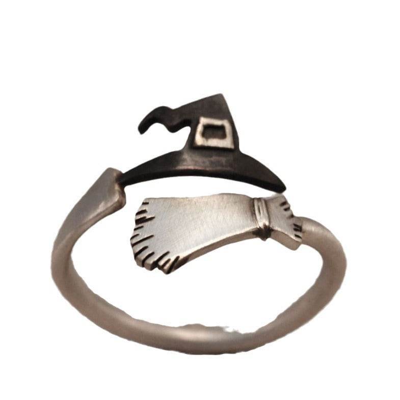 Halloween Ghost Witch Hat Broom Opening Ring EX-STOCK