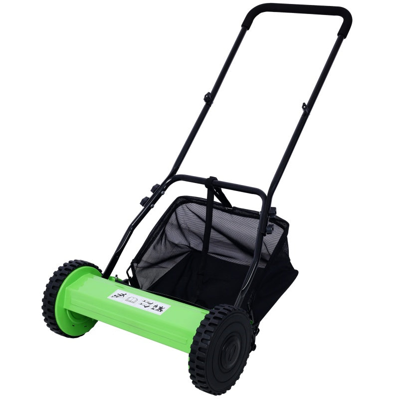 14 Inch 5-blade Hand Push Scroll Lawn Mower With Grass  Device, Green EX-STOCK Canada 