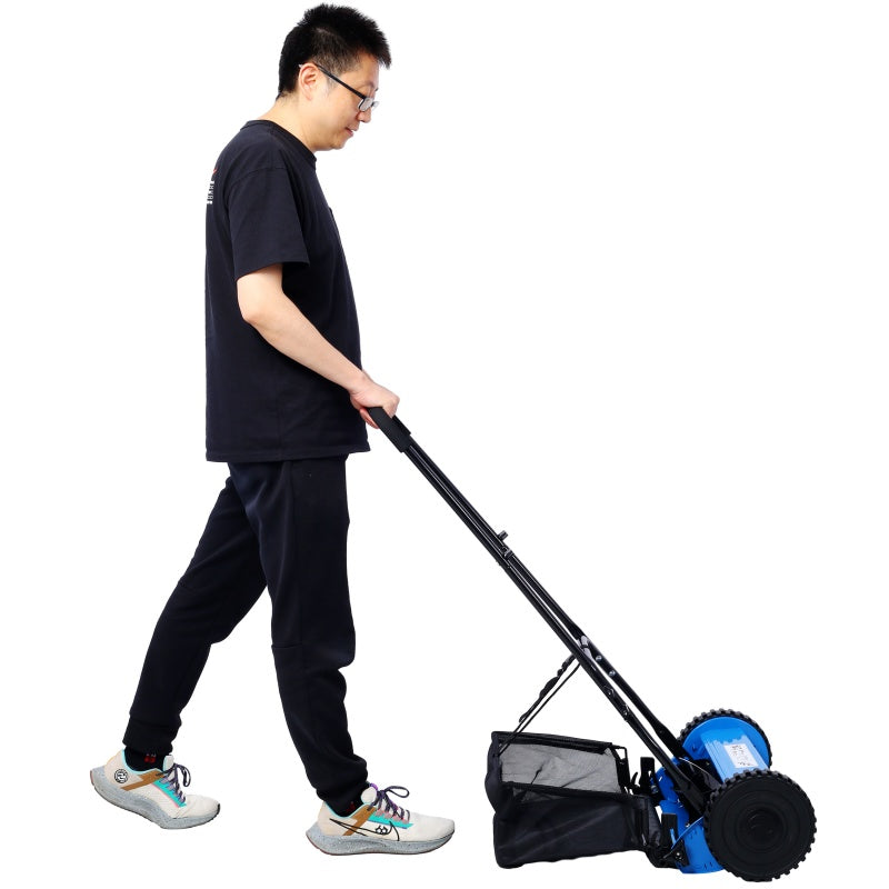 14 Inch 5-blade Hand Push Scroll Lawn Mower With Grass  Device, Blue EX-STOCK Canada 
