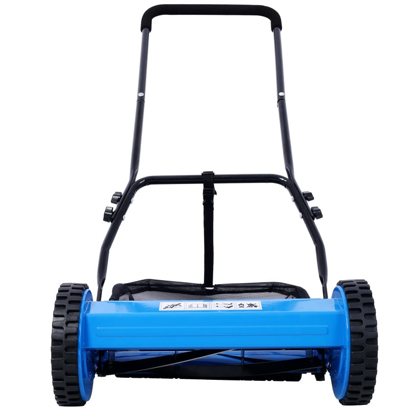 14 Inch 5-blade Hand Push Scroll Lawn Mower With Grass  Device, Blue EX-STOCK Canada 