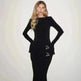 Fashion Round Neck Slim Fit Long Sleeve Bodycon Black Dress - EX-STOCK CANADA