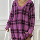 Deer Plush V-neck Long Sleeve Plaid Winter Jumper Mini dress - EX-STOCK CANADA