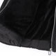 Close-up of a black puffer jacket with a zipper on a white background