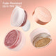 Three open cosmetic jars with visible contents on a pink background, featuring the brand 'PHOFA'.