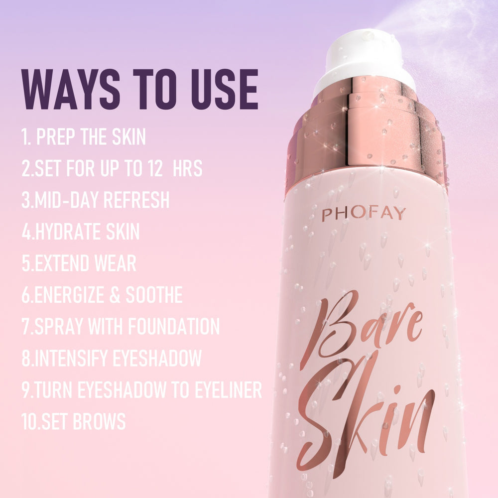 PHOFAY Bare Skin product with usage instructions on a gradient background
