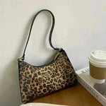 Fashionable Leather Small Leopard Print square underarm bag