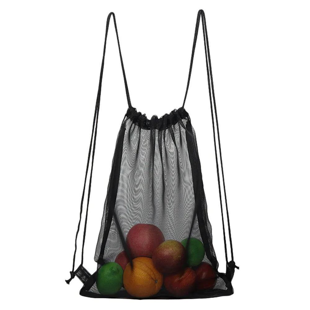 Reusable Shopping Bags Mesh Drawstring Transparent Handbag - EX-STOCK CANADA