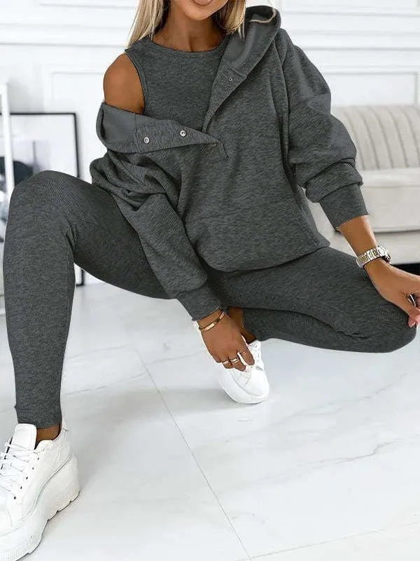 3pcs Women Hoodie Athleisure Outfit set sweatsuit set - EX-STOCK CANADA