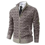 2025 Fall Winter Men Fleece-lined Thick Stand Collar Sweater Cardigan for men
