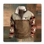 Long Sleeved Half Zippered Printed Casual Pocket Pullover Half Zipper Sweatshirt