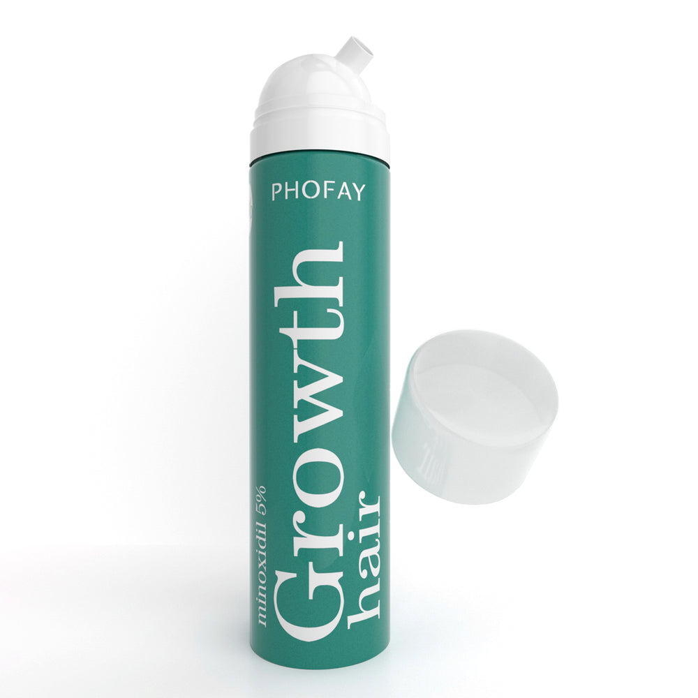Green bottle labeled 'PHOFAY Growth hair' on a white background