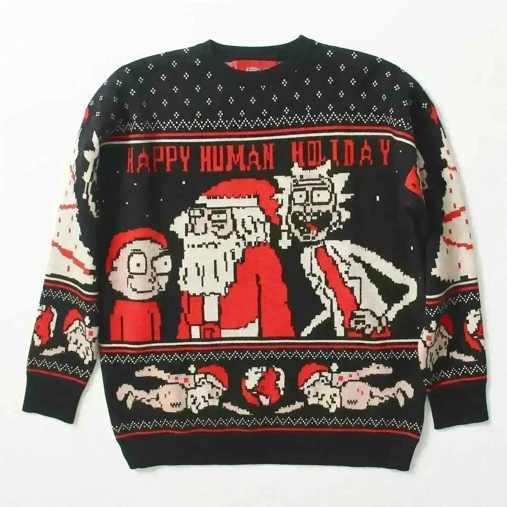 Funny Christmas sweater couple loose jacquard sweater - EX-STOCK CANADA