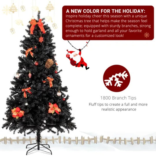 FCH 7ft 1500 Branch PVC Branch Iron Bracket Christmas Tree Black EX-STOCK Canada 