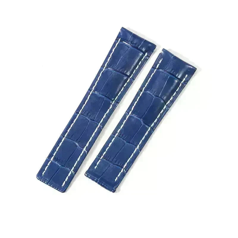 22mm 24mm Black Brown Blue Bamboo Grain Cowhide Watch Strap - EX-STOCK CANADA