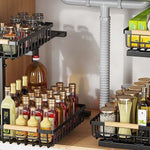 Metal Adjustable Height Two-Tier Drawer Kitchen Bathroom Under Sink Storage Rack EX-STOCK