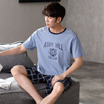 Pajamas Men's Summer Cotton Short Sleeve Shorts Suit