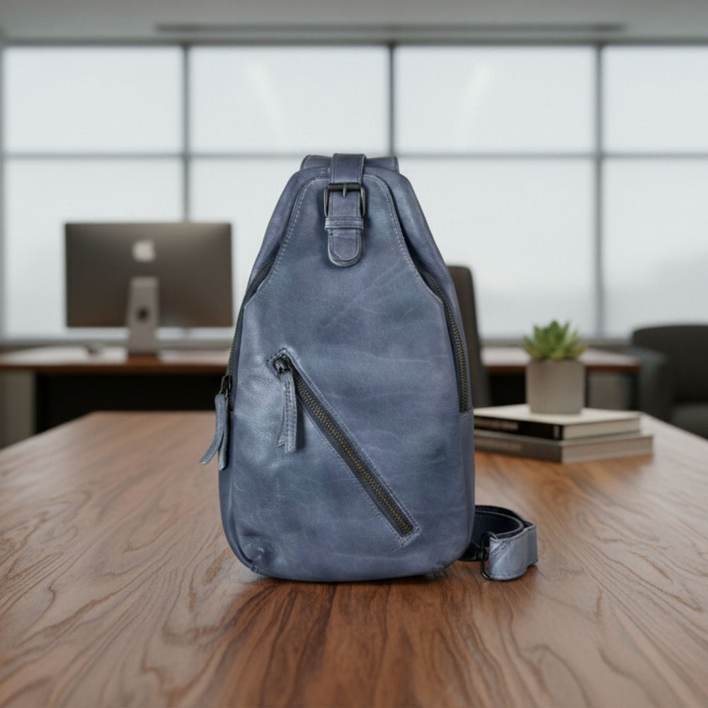 حقيبة ظهر جلدية مع صدر مفتوح على الكتفEX-STOCK Canada 