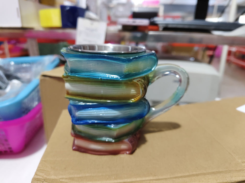 فنجان قهوة على شكل كتاب مرسوم فريد لتكديس الكتبEX-STOCK Canada 