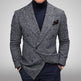 Men's Slim Fit Plaid Double-Breasted Blazer – Business Casual Jacket (2 Colors, S–XXXL)