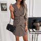 Fashion Printing Plaid mini  Blazer Dress Women - EX-STOCK CANADA