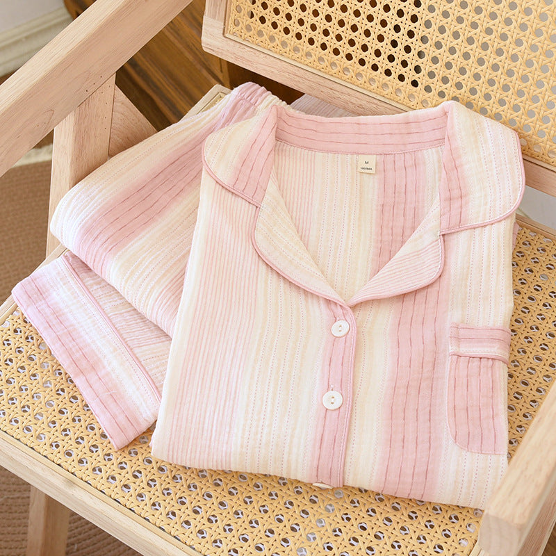 Ensemble de pyjama rayé en coton Dream – Haut à manches longues & Pantalon | Bleu & Rose
