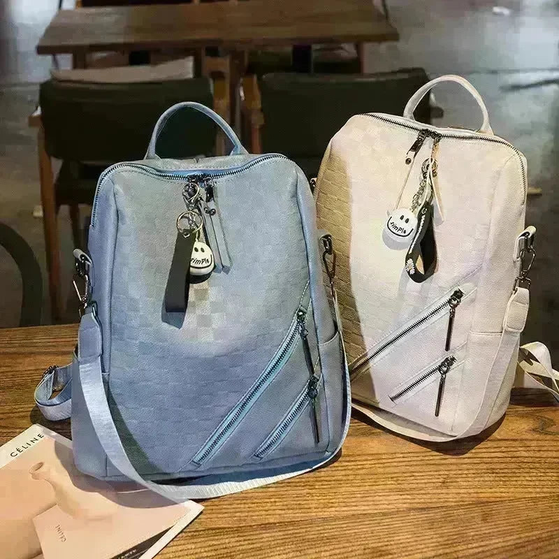 Fashion Checkerboard Backpack Casual Shoulder Bag All-match Shopping Travel Bags For Women - EX-STOCK CANADA