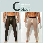 Men's Ultra thin Ice Silk Long John Skinny Flesh Nude Reflective Slim Leggings - EX-STOCK CANADA