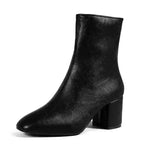 Winter Chunky Heel Pointed Toe Boots With Side Zipper Fashion Mid-calf Boot For Women Shoes