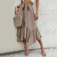 Women's Mid-length Lace-up Irregular Stitching Ruffle Midi Skirt - EX-STOCK CANADA