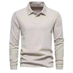Fashion Lapel Plain Lapel Polo de manga larga para hombres Autumn Polo sudadera