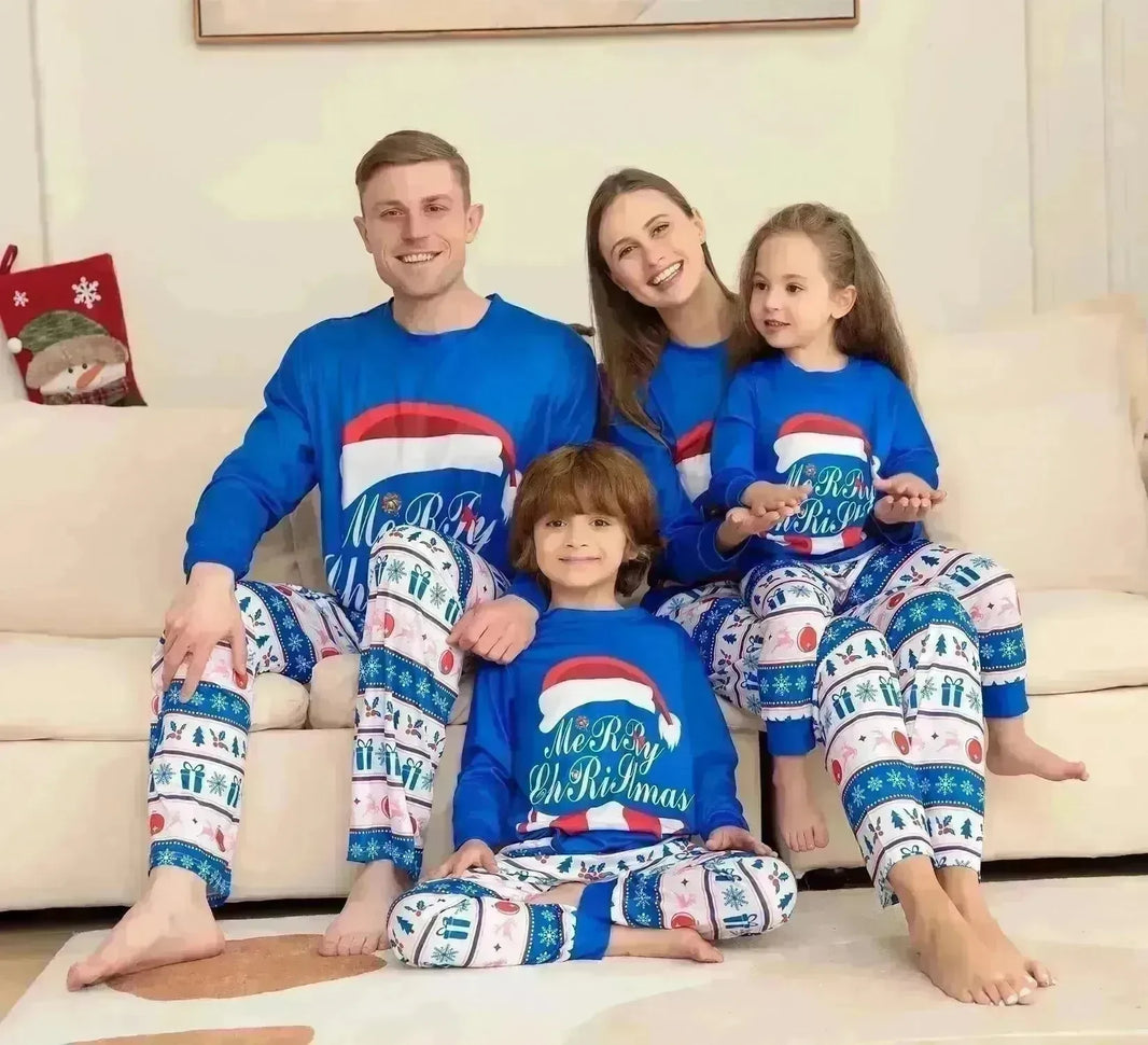 Matching Family Pajamas Sets Christmas PJ's Letter Print Top And Plaid Pants Jammies Sleepwear - EX-STOCK CANADA