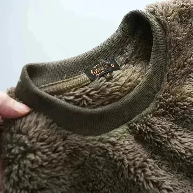 Autumn And Winter Plush Fuzzy Crewneck Pullover top for male - EX-STOCK CANADA