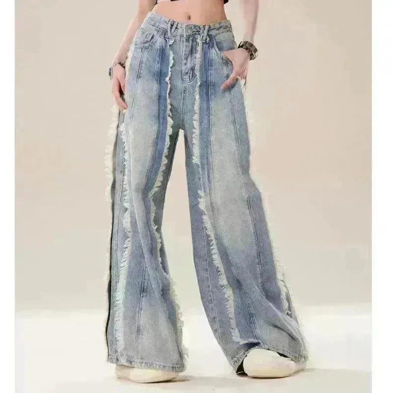 Jeans Destroyed Loose Burrs Wide Leg Bootcut Pants - EX-STOCK CANADA