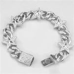 Pulsera de cadena de enlace cubana de estrella de cinco puntas hipster