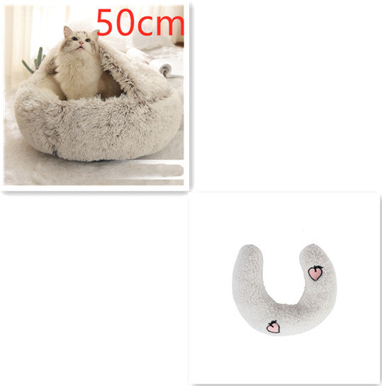 2 In 1 Dog And Cat Bed Pet Winter Bed Round Plush Warm Bed House Soft Long Plush Pets Bed Pet Products EX-STOCK Canada 